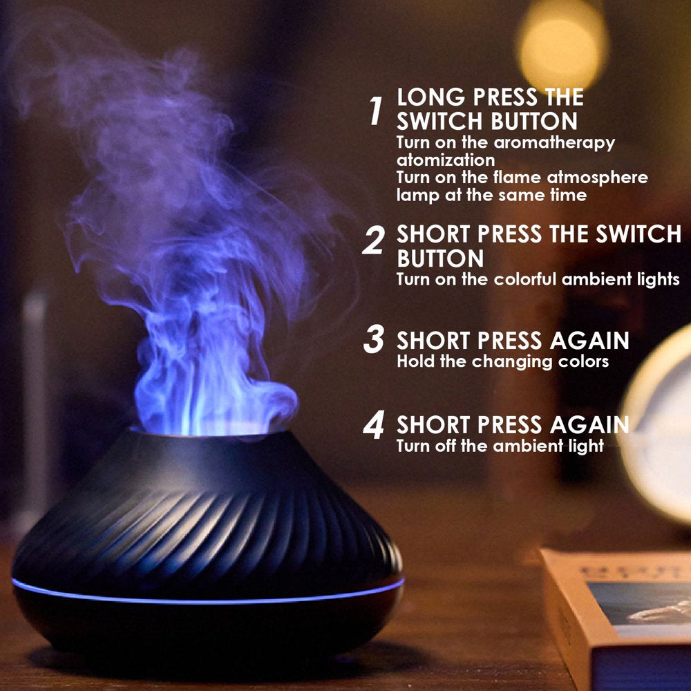 Skorter | Flame Air Purifier - 130ml Essential Oil Flame Air Purifier Humidifier with Fire LED Light with Automatic Off Protection