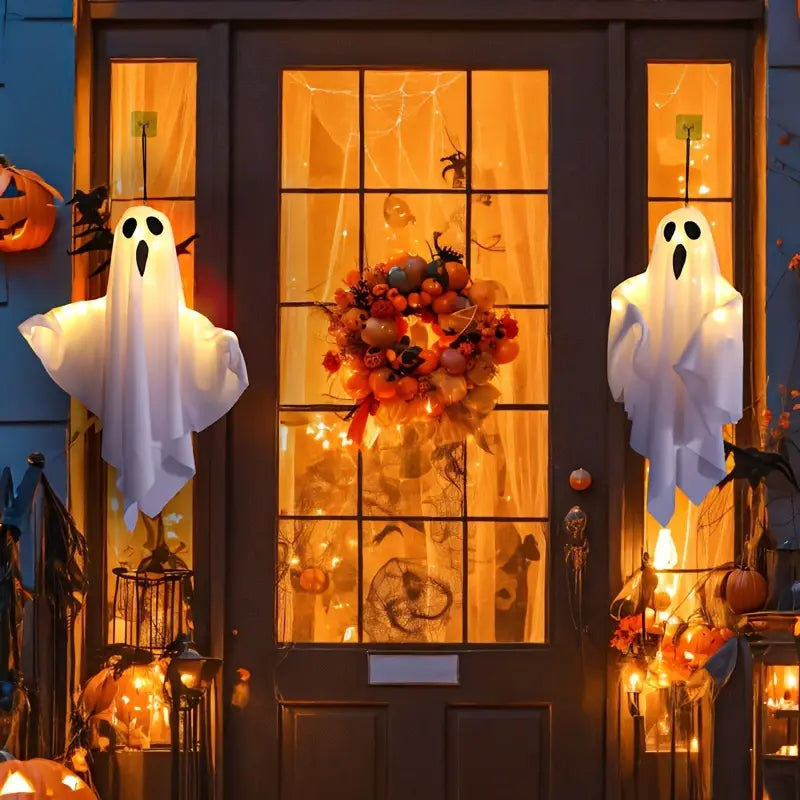 Skorter | Set of 3 LED Hanging Ghost Decorations for Halloween