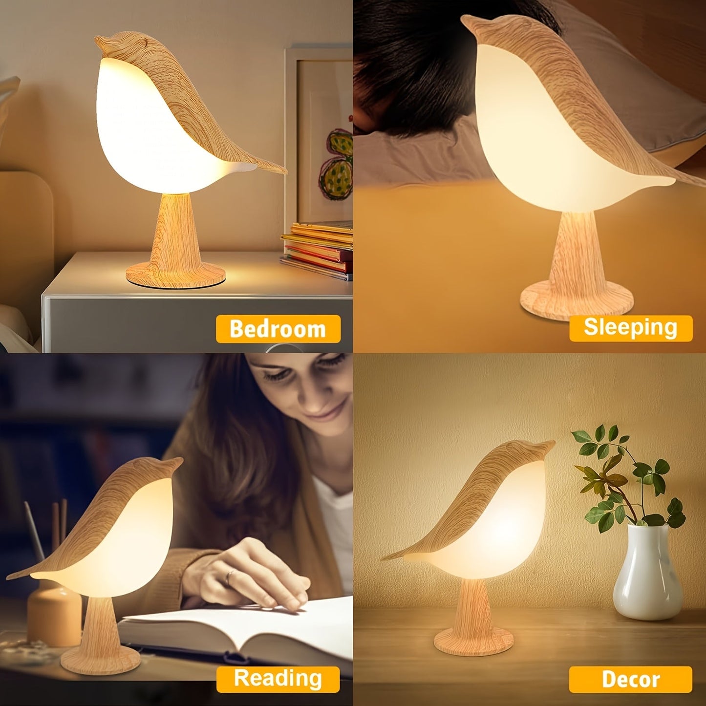 Skorter | BrightNest - USB Rechargeable LED Bird Table Lamp with Touch Dimming