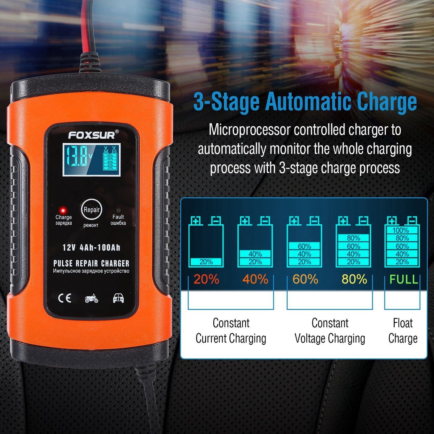 Skorter | Car Battery Charger 12V 5A Recovery Pulse Repair