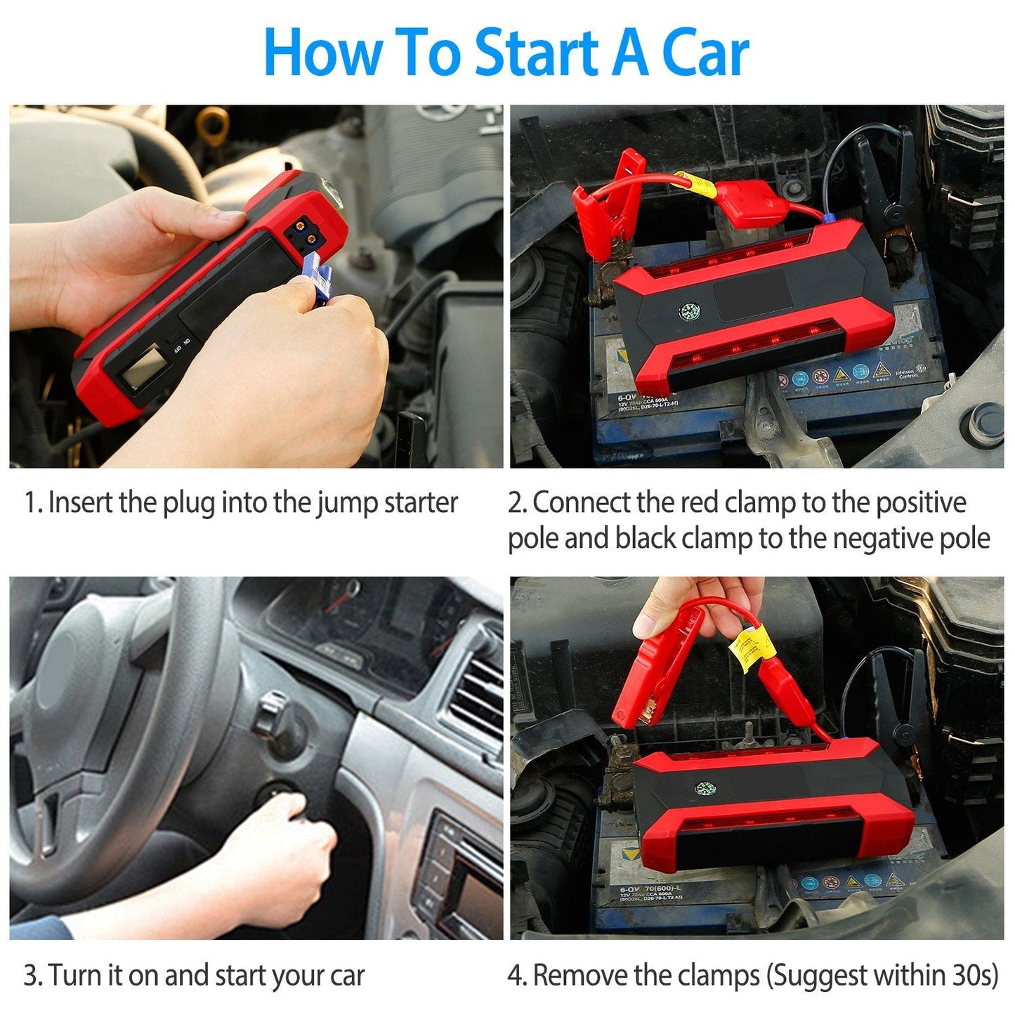 Skorter | Car starting battery booster with LCD screen 4 modes LED flashlight
