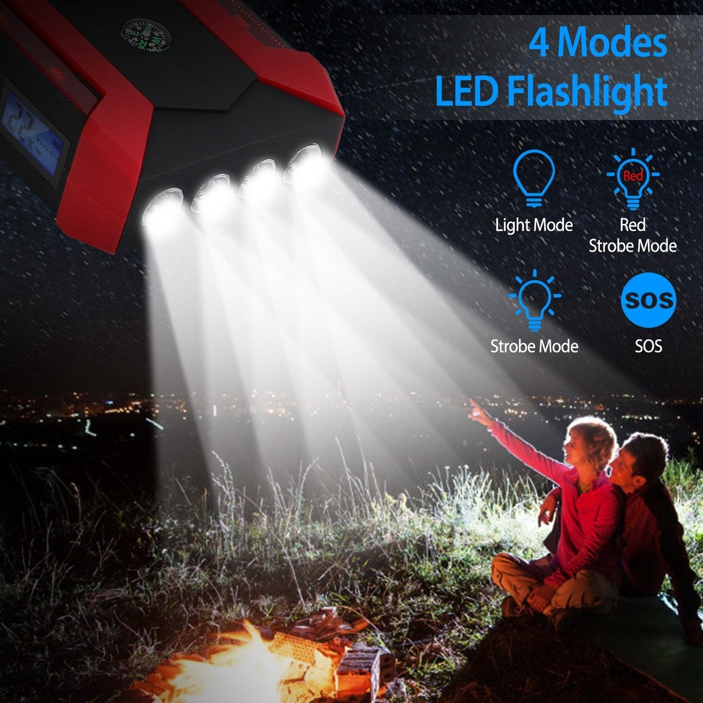 Skorter | Car starting battery booster with LCD screen 4 modes LED flashlight