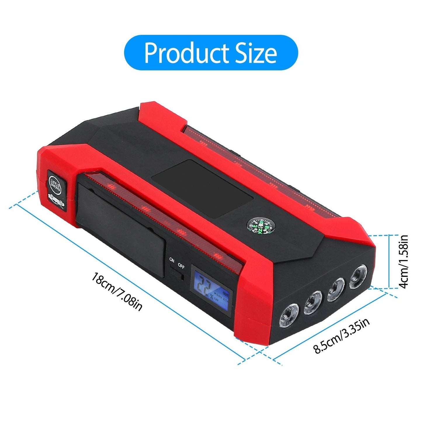 Skorter | Car starting battery booster with LCD screen 4 modes LED flashlight
