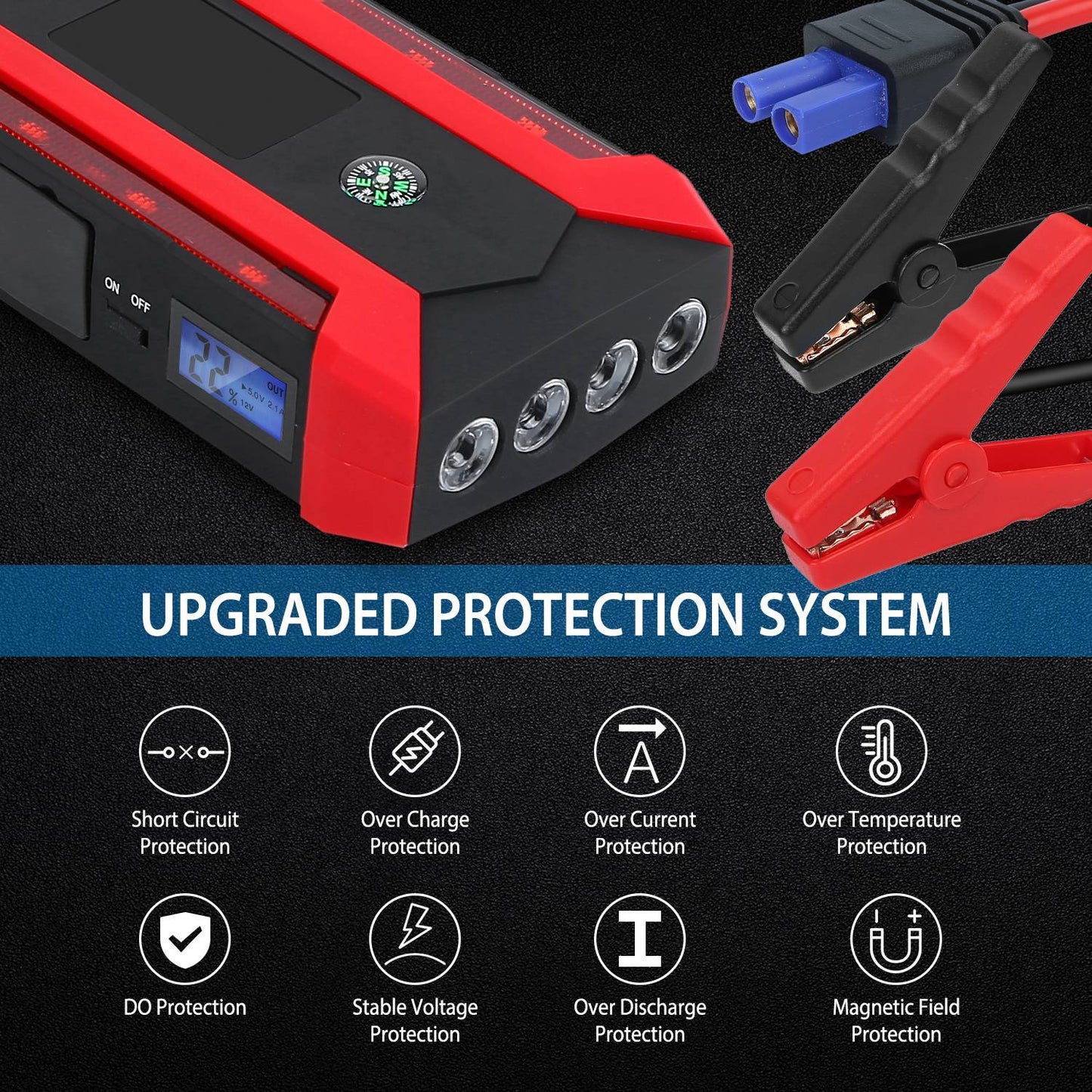 Skorter | Car starting battery booster with LCD screen 4 modes LED flashlight