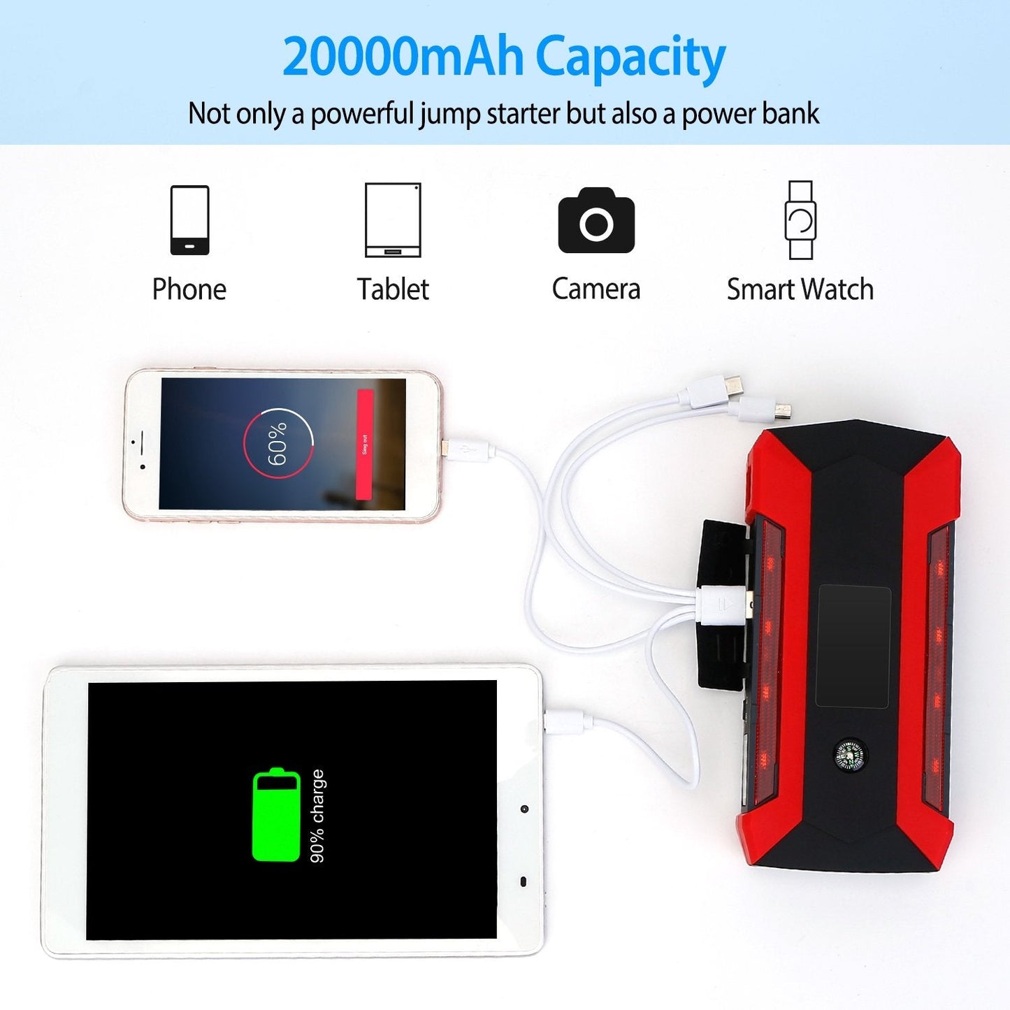 Skorter | Car starting battery booster with LCD screen 4 modes LED flashlight