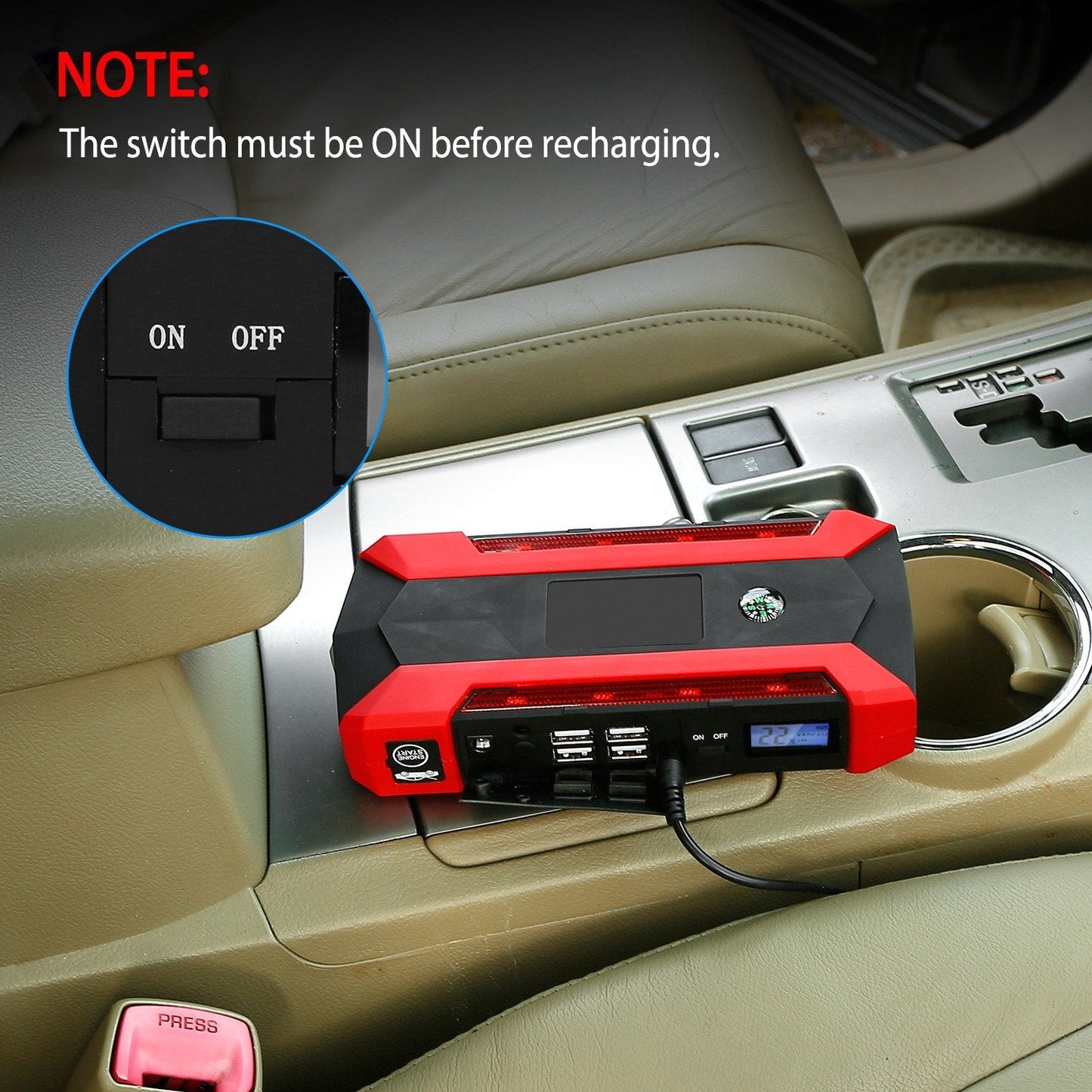 Skorter | Car starting battery booster with LCD screen 4 modes LED flashlight