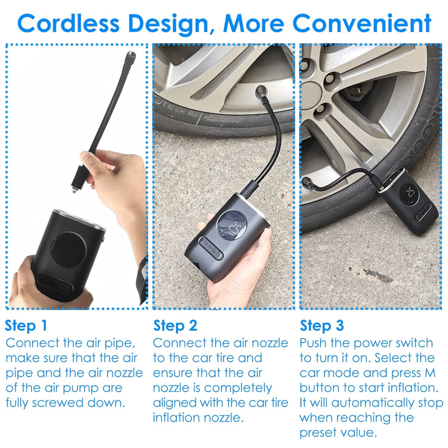 Skorter | Bike Tire Pump Holder 150 PSI with LED Light