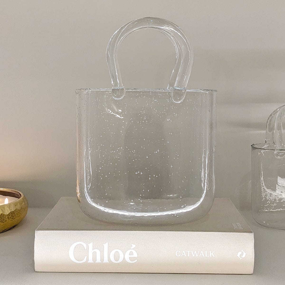 Skorter | Carina Bubbled Glass Decorative Handbag Vase