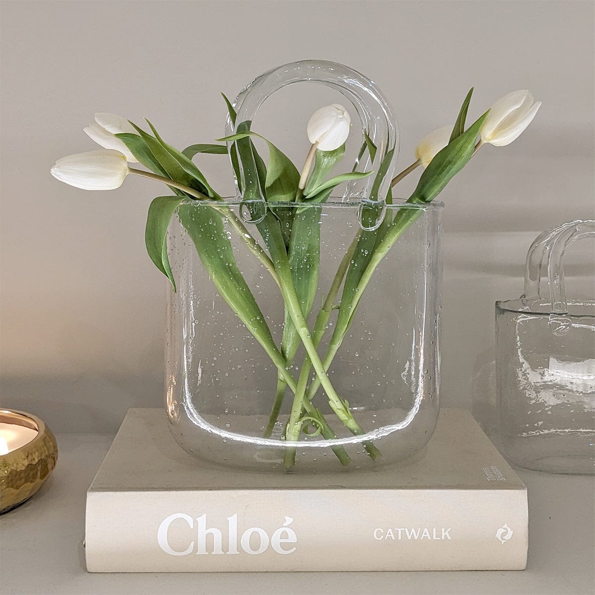 Skorter | Carina Bubbled Glass Decorative Handbag Vase