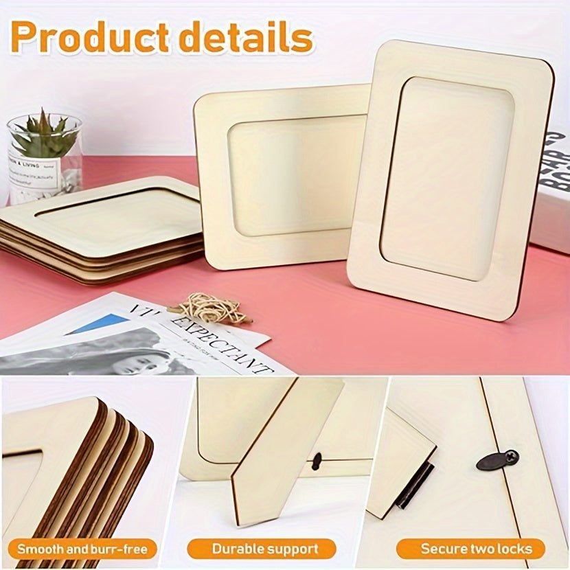 Skorter | 10 pcs Picture Frame - Wood DIY Handmade Picture Frames 15.24 cm - For Living Room, Office, Valentine's Day, New Year and Easter Gift