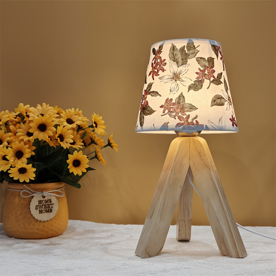 Skorter | Flower Lantern - Modern LED Table Lamp with Wooden Base, USB Powered