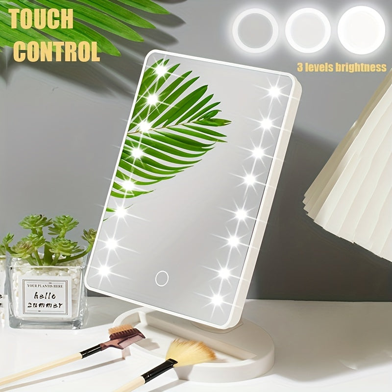 Skorter | 16LED Illuminated Makeup Mirror – Dual Power, With Touch Screen and Adjustable Brightness, USB Powered