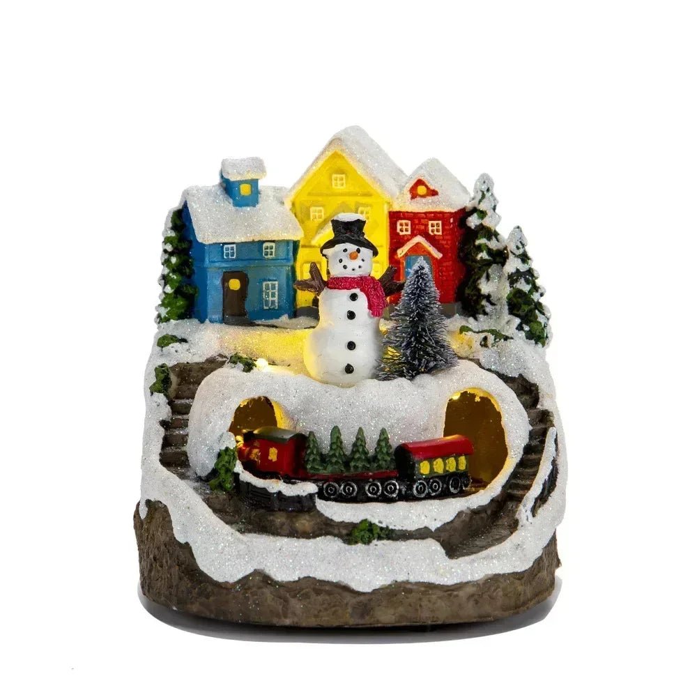Skorter | Christmas Figurine with Music & Lights – Snowy House Décor with Snowman for Delightful Holiday Gifts & Home Charm