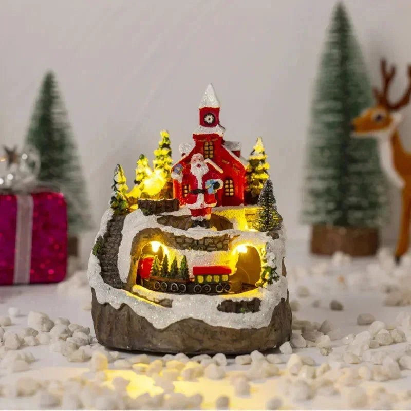 Skorter | Christmas Figurine with Music & Lights – Snowy House Décor with Snowman for Delightful Holiday Gifts & Home Charm
