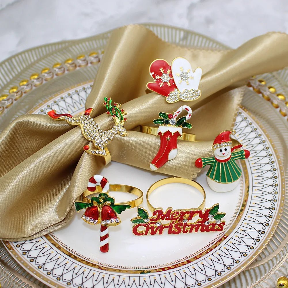 Skorter | Christmas Napkin Rings – Sparkling Deer & Tree Wreath Holders for Festive Weddings & Holiday Table Decor