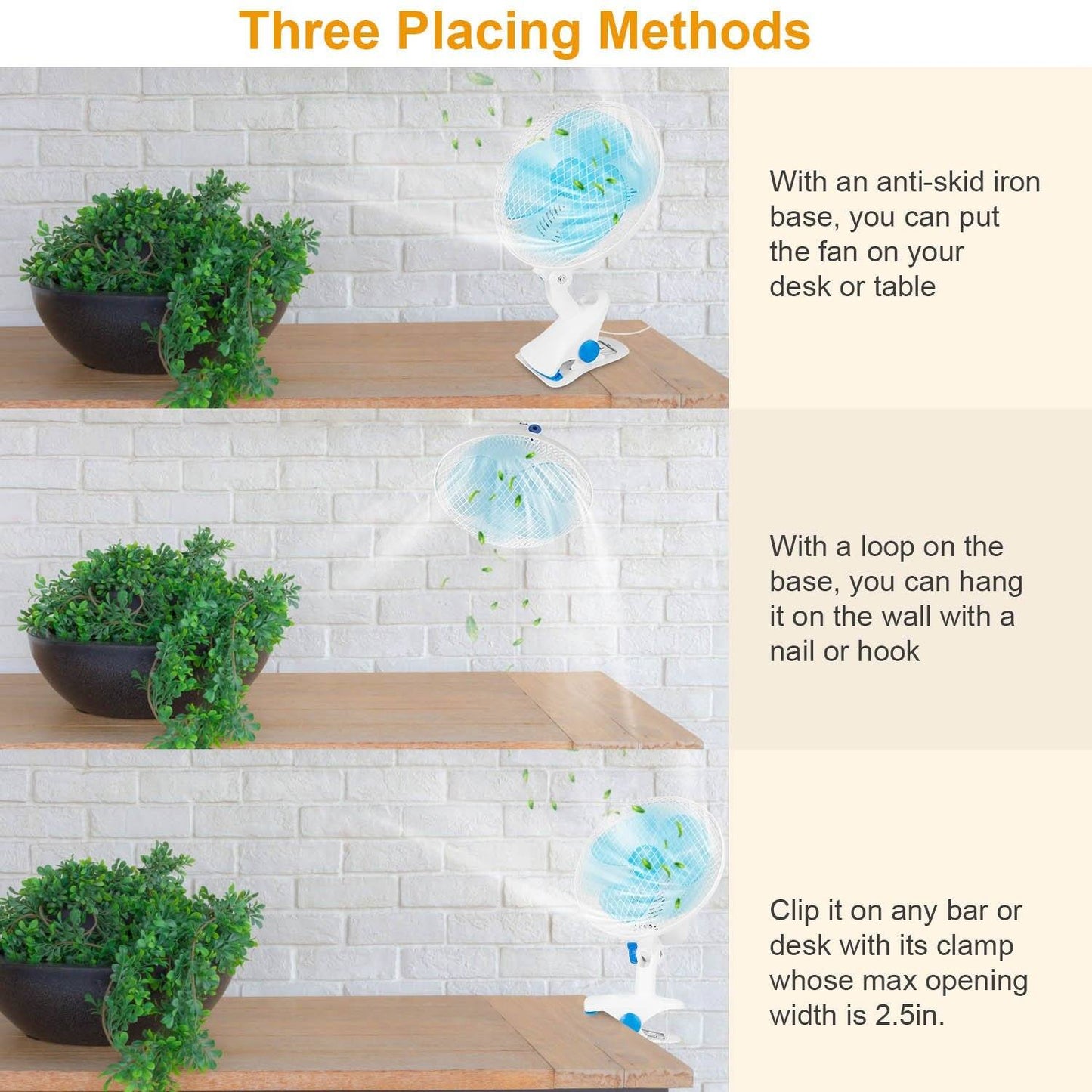 Skorter | Clip-On 2 Speeds Silent Clamp Fan