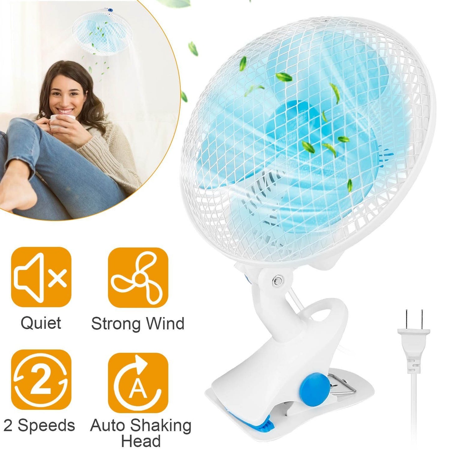 Skorter | Clip-On 2 Speeds Silent Clamp Fan