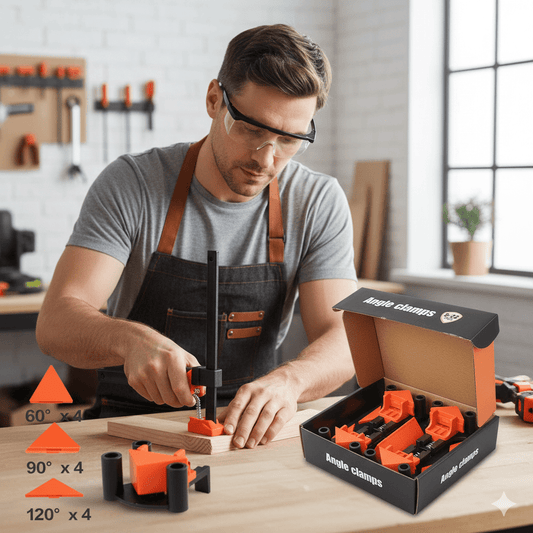 Skorter | CORNERMATE – Adjustable 4-Way Corner Clamp Set for Perfect 60°, 90°, and 120° Angles