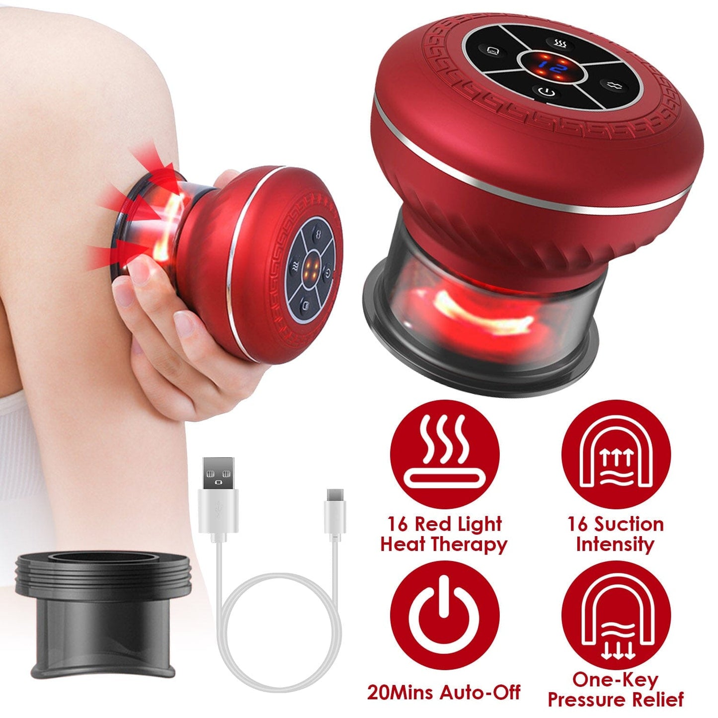 Skorter | Cuppin Therapy Massage Device with Red Light Heat Treatment 16 Level Temperature