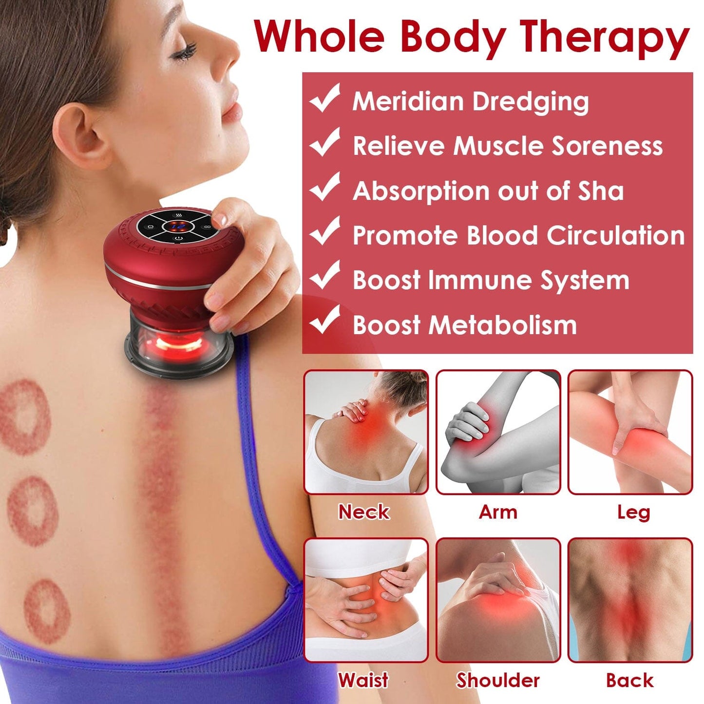 Skorter | Cuppin Therapy Massage Device with Red Light Heat Treatment 16 Level Temperature