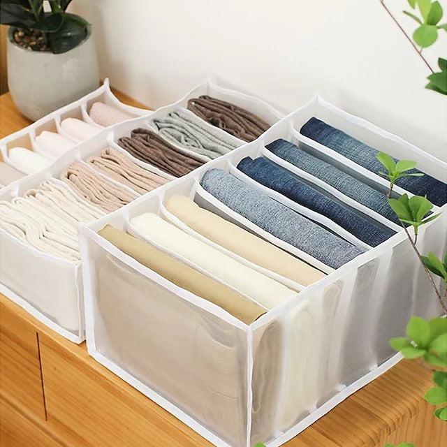skorter | 7 Grid Wardrobe Clothing Mesh Divider Set Organizer