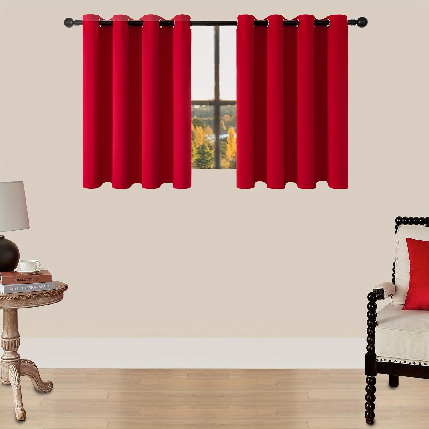 Skorter | Blackout Curtains - 2 Pieces Modern Polyester Curtains with Thermal Insulation and Rings