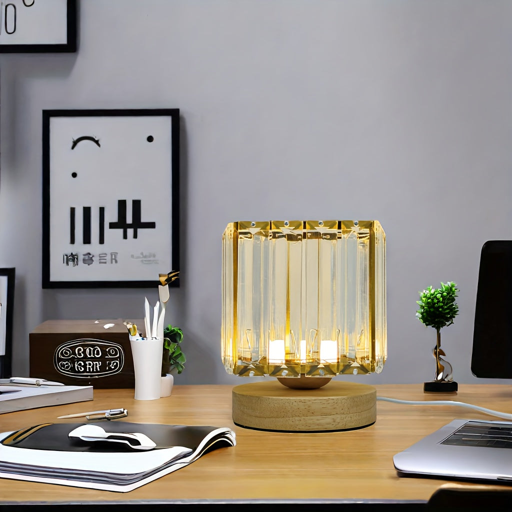 Skorter | LumiCrystal - Glass Crystals Table Lamp, LED Light Source, USB-Powered, Ideal