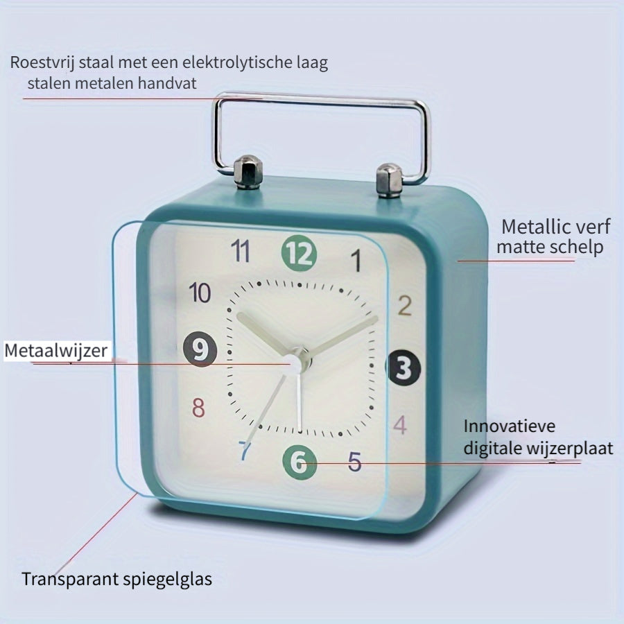 Skorter | TimeCube - Square Metal Alarm Clock with Night Light and Snooze