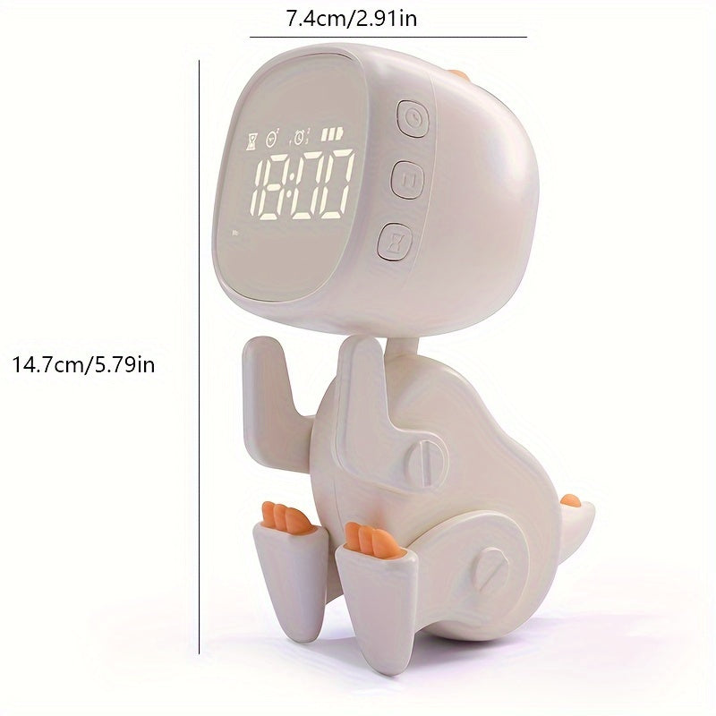 Skorter | TimeDino - Slim Cartoon Alarm Clock with USB Charging Port