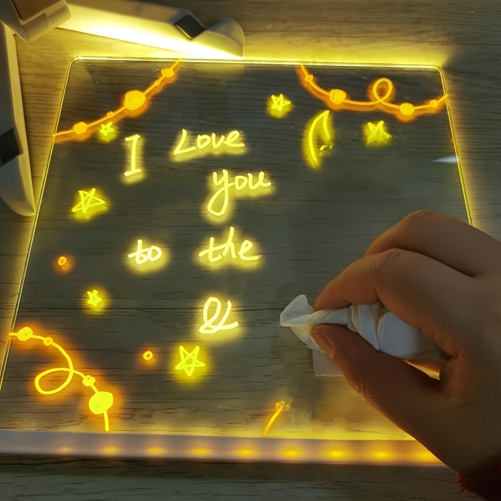 Skorter | USB LED Noteboard with 12 Colored Pens - Bright Message Board for Office & Home
