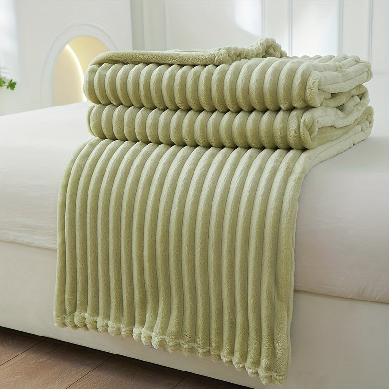 Skorter | Thick Striped Plush Rug - Soft and Skin-Friendly Sofa Blanket, Multifunctional Nap Rug