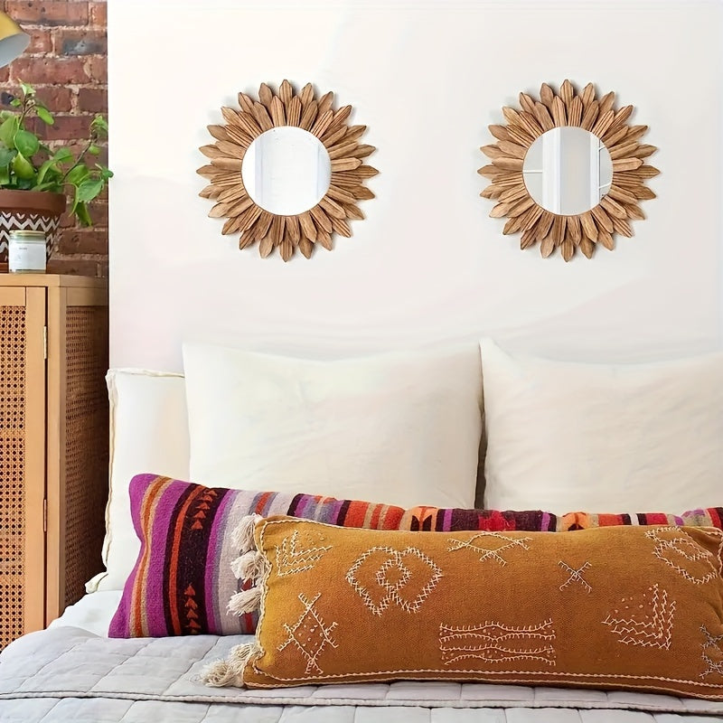Skorter | 1 Piece Bohemian Sunflower Mirror - Brushed Wall Mirror, Decorative Mirror
