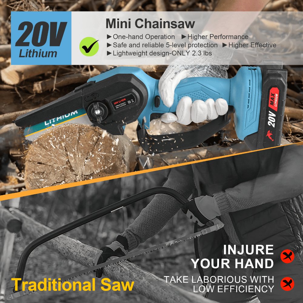 Skørter | 4-inch wireless handheld mini chainsaw with portable battery-powered pruning scissors