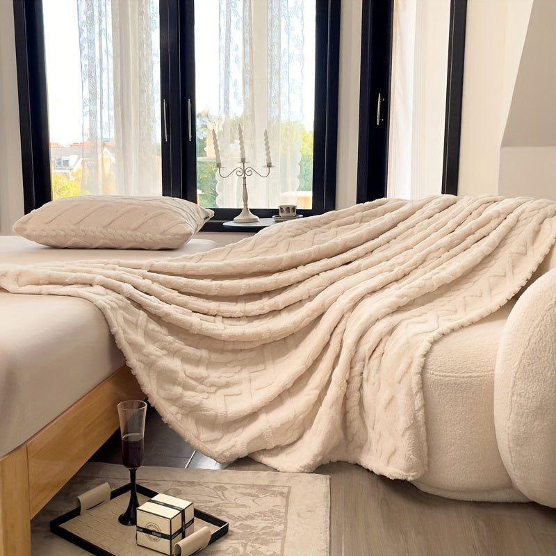 Skorter | 1 Piece Simple Layer Taffeta Blanket - Thin Multifunctional Bed Cover, Warm Garment for Bedroom and Living Room, Beige, All-Season Blanket