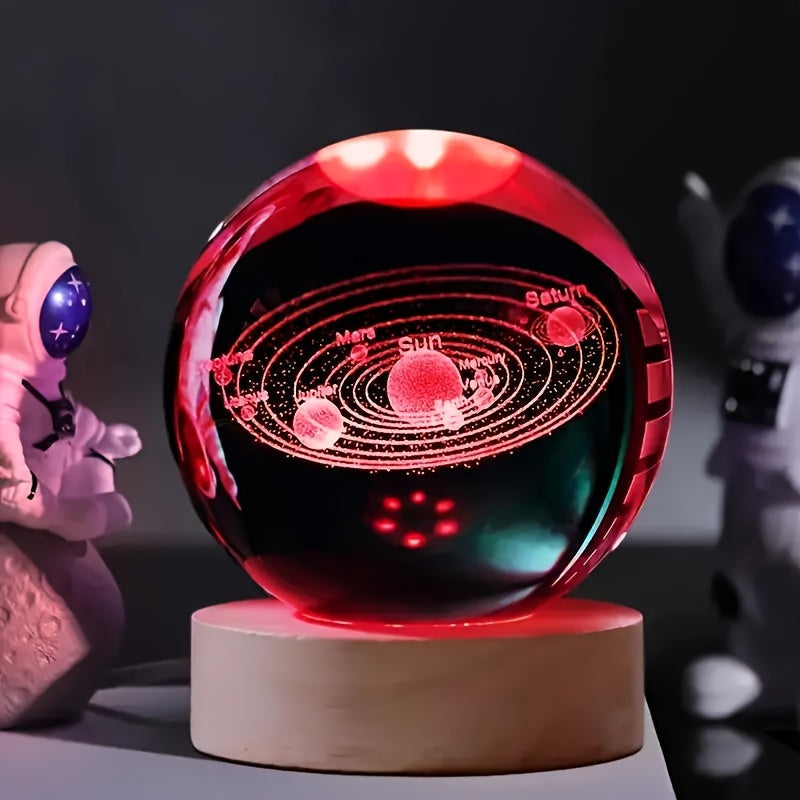 Skorter | LumiSphere - 3D Crystals Ball LED Night Lamp with Wooden Base