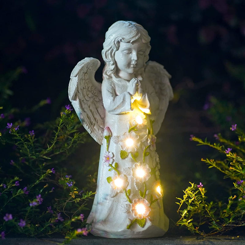 Skørter | Solgartn statue with succulents and LED lamps, outdoor garden decor