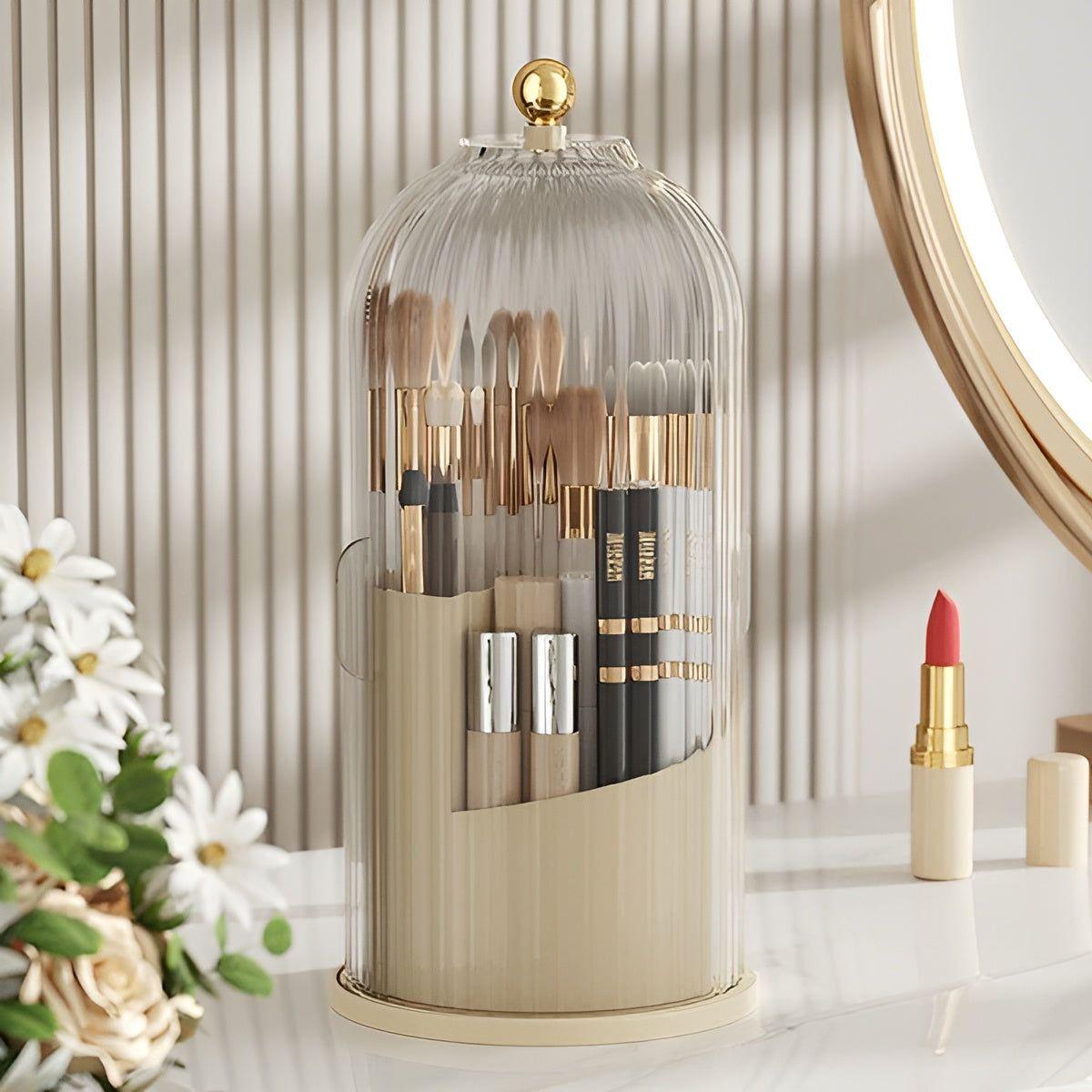 Skorter | Beauty SpinMate – 360° Rotating Makeup Brush Holder & Cosmetic Organiser with Dustproof Lid