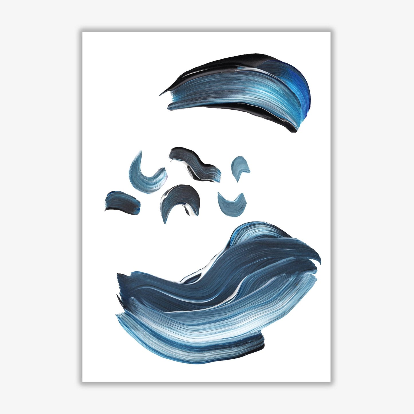 Skorter | Dark Blue and Gray Abstract Brushstrokes Modern Print
