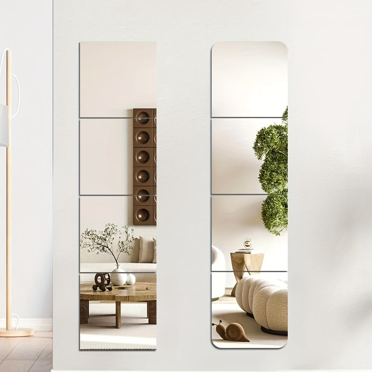 Skorter | 4-piece Set Acrylic Mirror - Break-resistant, One-piece Mirror for Wall Mounting, Square