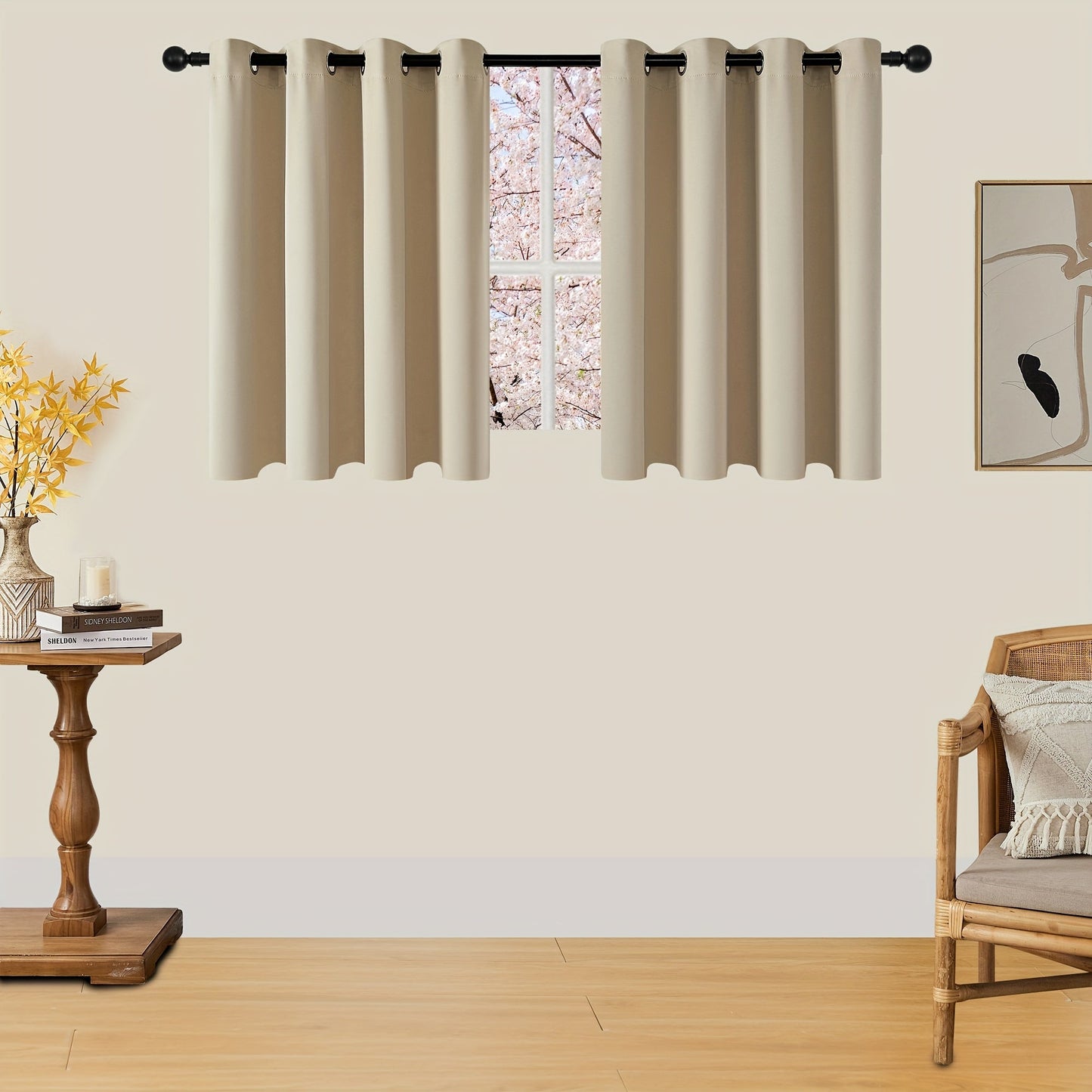 Skorter | Blackout Curtains - 2 Pieces Modern Polyester Curtains with Thermal Insulation and Rings