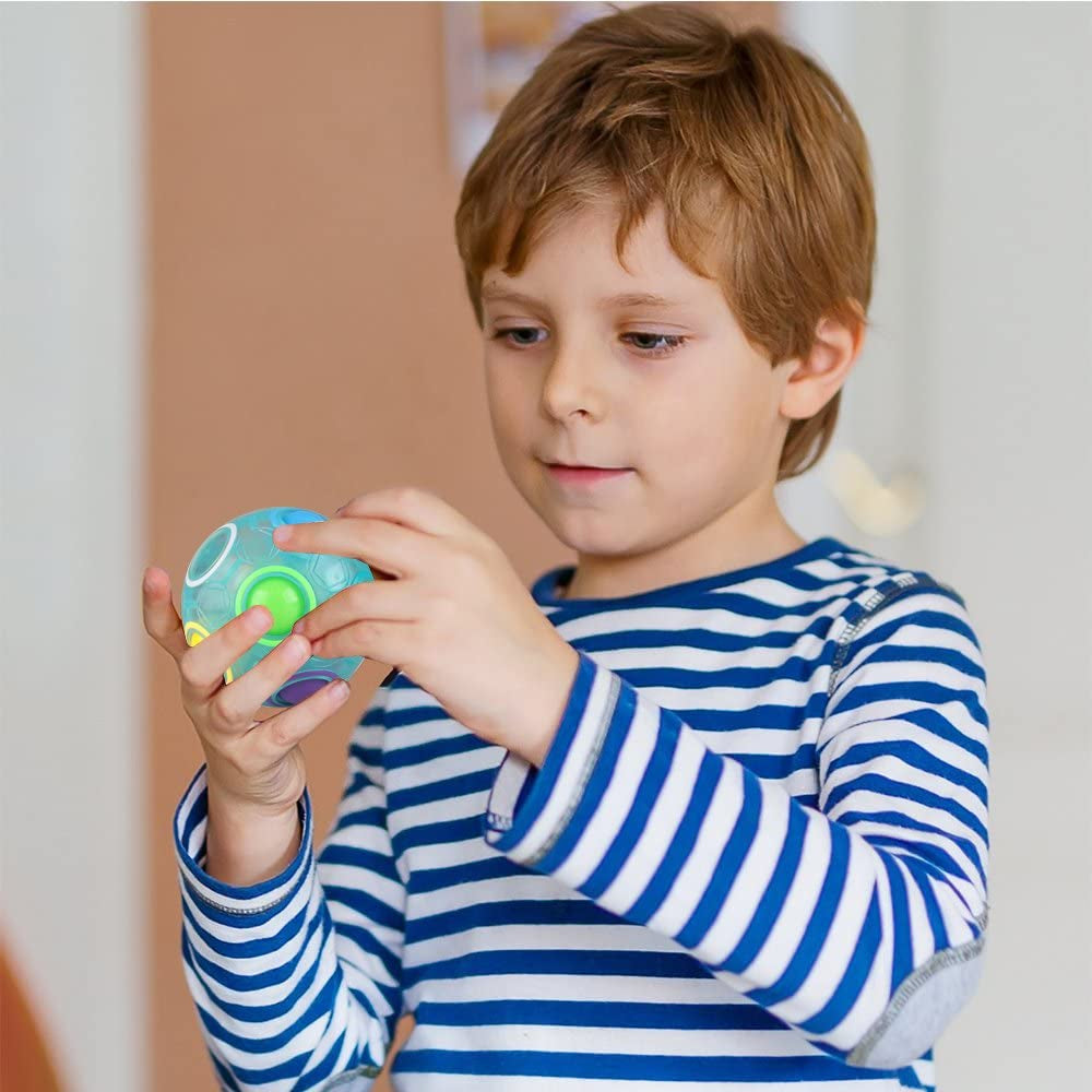 Skørter | Set with 2 Rainbow Puzzle Ball Cube Magic Rainbow Ball Puzzle Bundle Stress Fidget Ball Brain Teaser