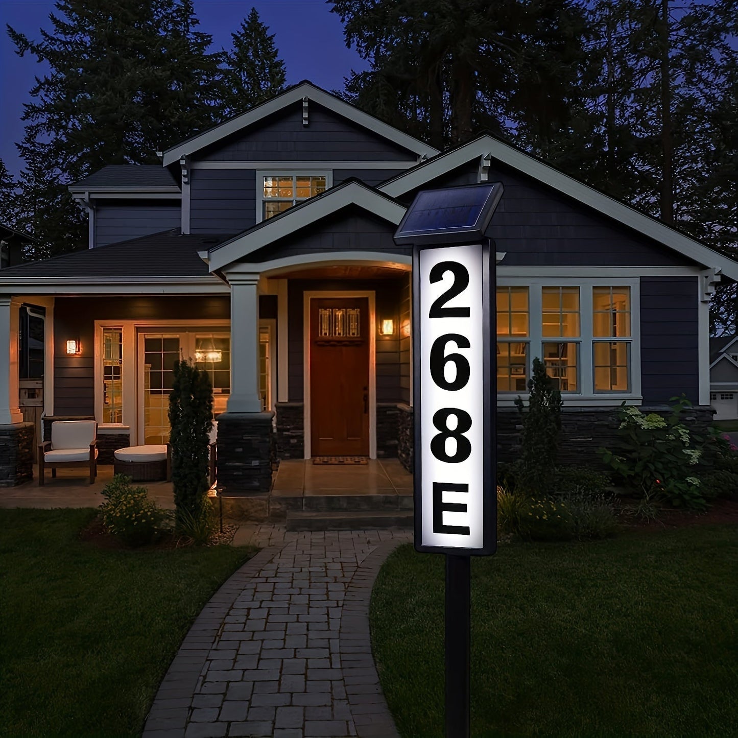 Skorter | Solar Powered LED House Number Light – Weather-Resistant Outdoor Address Sign with Stake – Easy Installation, Energy-Efficient, Durable – 35 Inch Height for Homes