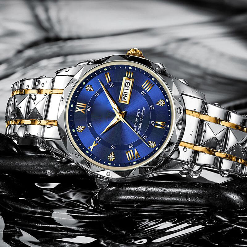 Skorter | Waterproof Luminous Stainless Steel Two-tone Quartz Men's Watch