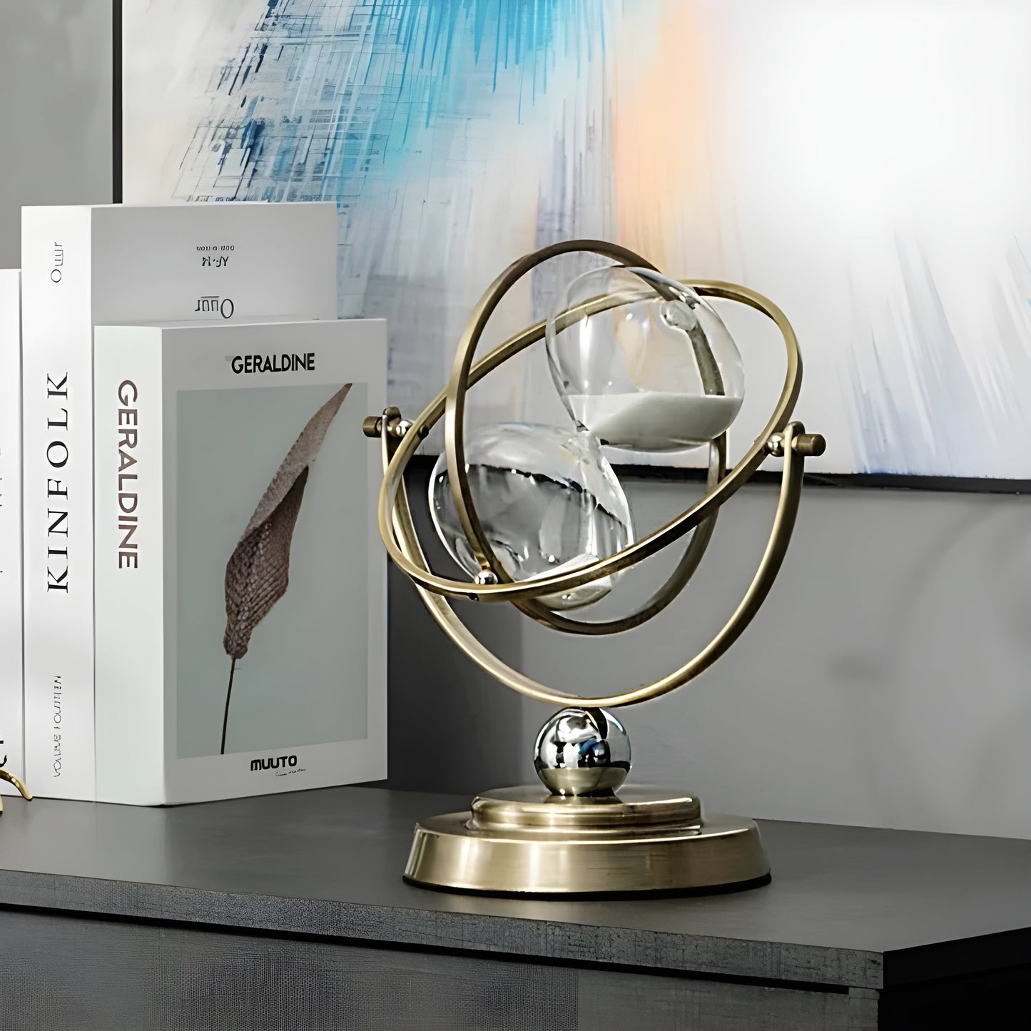 Skorter | GracefulTime Clock – Luxury Hourglass with Elegant Gold Frame & Timeless Design