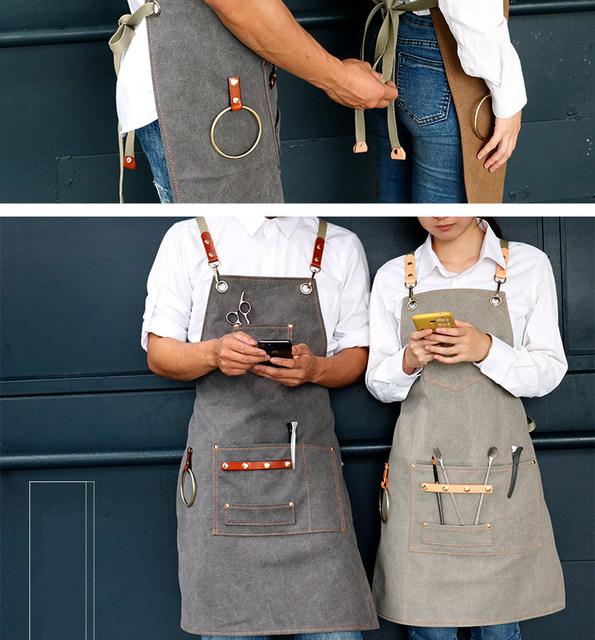 Skorter | DEETRUST Canvas Bib Chef Kitchen Apron For Barista Bartender With Pockets