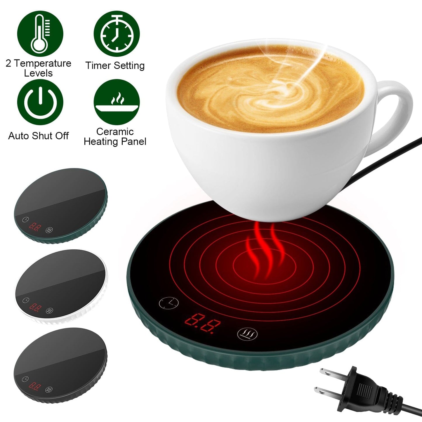 Skorter | Desk Electric Cup Warmer Automatic Overheat Protection Smart Timer Setting