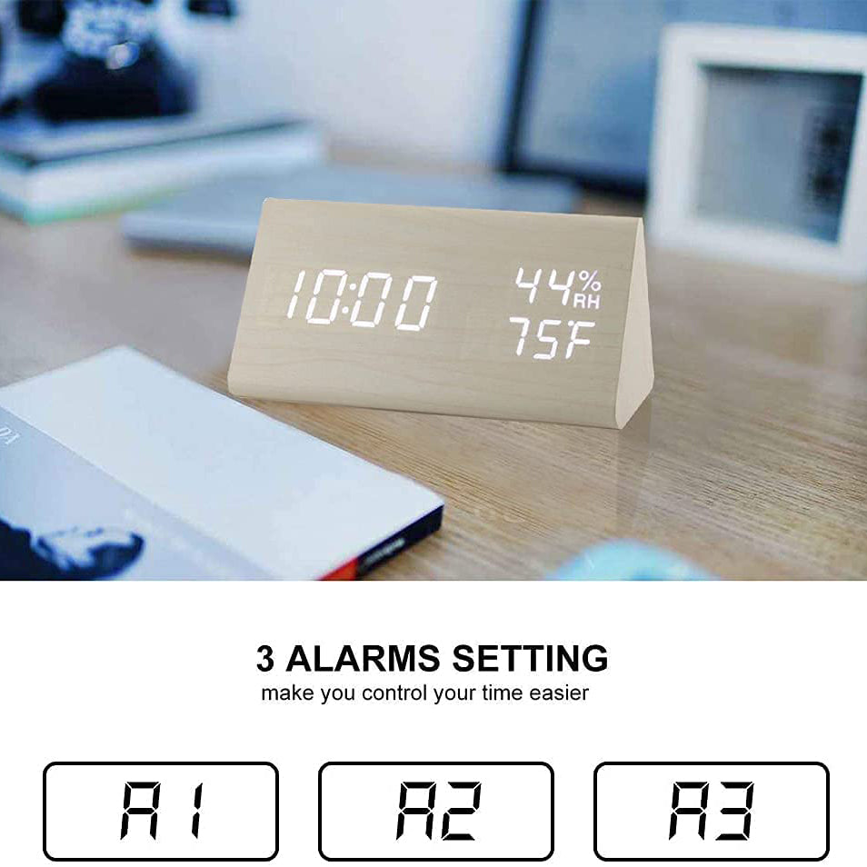 Skorter | Digital alarm clock with wood electronic LED time display