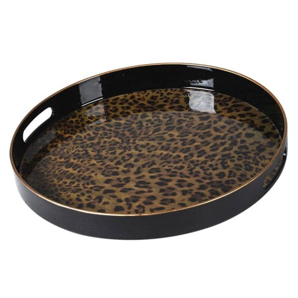Skorter | Dolce Round Leopard Patterned Decorative Tray