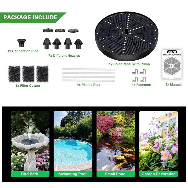 Skorter | Solar Fountain with 60 LED Lights