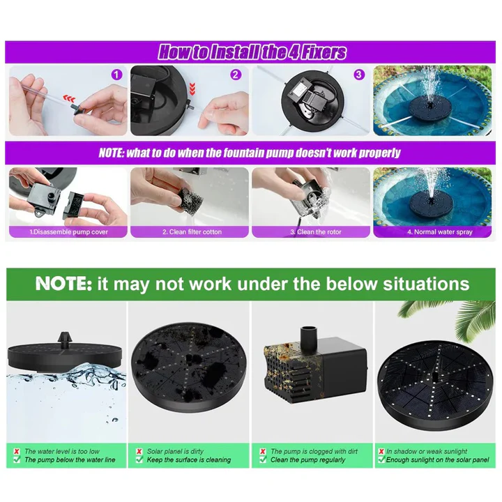 Skorter | Solar Fountain with 60 LED Lights